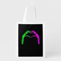 Skeleton Hands Heart Sign Retro Halloween Vintage  Grocery Bag