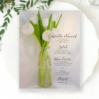 White Tulips in Milk Bottle Spring Wedding Menu