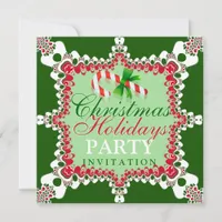 Candy Cane Festive Christmas Party Invitations