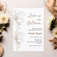 Bridal shower wildflowers love in bloom beige invitation