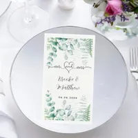 Eucalyptus greenery woodland ferns names wedding paper guest towels