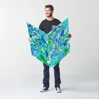 Big Blue and Green Marble Fluid Art Birthday Card