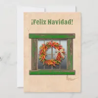 Southwest Chile Ristra Wreath Flat Holiday Card