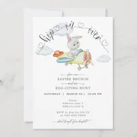 Easter Brunch & Egg Hunt Cute Airplane Bunny Pilot Invitation