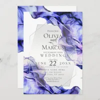 WEDDING | Vibrant Navy Indigo Abstract Ink Invitation