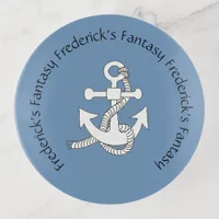 Trinket Tray - White Anchor and Text