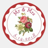 Personalized Wedding Stickers Floral Bouquet