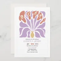 Lilac & Clay Rose Abstract Floral Boho Wedding Invitation