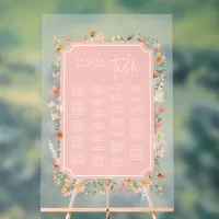 Sunny Wildflower Wedding Seating Pink ID1023 Acrylic Sign