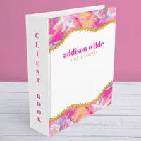 Modern Colorful Brushstrokes Gold Chic Business 3 Ring Binder