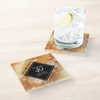 Elegant 49th Copper Wedding Anniversary Glass Coaster