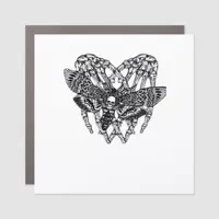 Deathshead Moth Classic Skeleton Hand Heart Style Car Magnet
