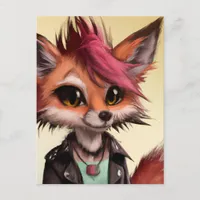 Cool Punkrock Fox Teenager Postcard