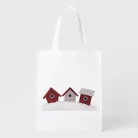 Bird houses snow Christmas Grocery Bag