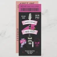 Velvet Thunder Rock ’n’ Roll Wedding Ticket Invitation