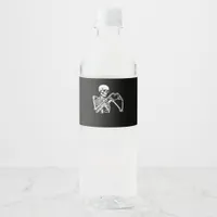 Skeleton Heart Hands Sign Halloween Costume Trendi Water Bottle Label
