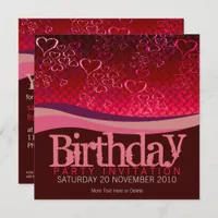 Red Love Bubbles Party Birthday Invitation