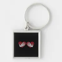 Red Heart Skeleton Hands Classic Design Keychain