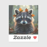Cute Raccoon in Fall Leaves Sticker