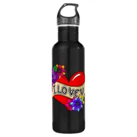 I Love You | Street Art Urban Heart    Stainless Steel Water Bottle