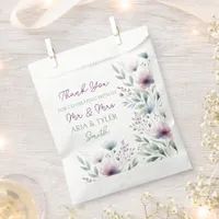 Sage Green and Plum Purple Botanical Wedding Favor Bag