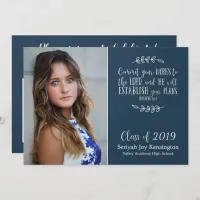 Christian Bible Verse Typography Graduation Photo Invitation