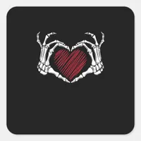 Skeleton Hand Heart Sign Costume Trending Hallowee Square Sticker