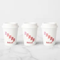 Paper Cup - Shaded Initials, Name in Reds