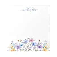 Whimsical Watercolor Wildflower Floral Border  Notepad
