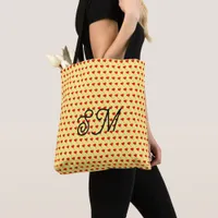 Mongram Red Heart Girly Balloon Yellow All Print Tote Bag