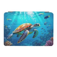 Sea Turtle Colorful Underwater Scene  iPad Mini Cover