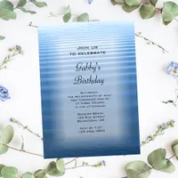 Blue Rippled Water Birthday Party Invitation