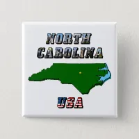 North Carolina Map Outline, Photo & US Flag Text  Button