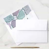 Envelope Liner - Lilac and Dusty Blue Seashells
