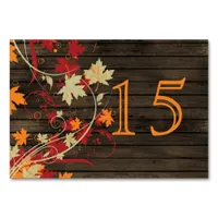 Barnwood Rustic ,fall leaves wedding table numbers