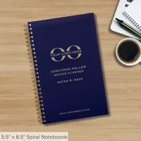 Custom Business Logo Navy Blue Gold  Notebook