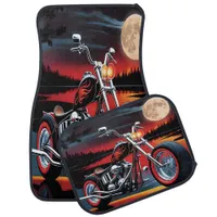 Moonlit Ride with Fiery Elegance Car Floor Mat