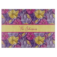 Stained Glass Abstract Purple Yellow Pink Cutting Board