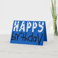 Cool Large Typography Happy Birthday Star Blue Card