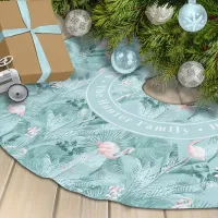 Flamingo Orchid Tropical Pattern Teal ID868 Brushed Polyester Tree Skirt