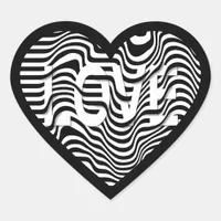 LOVE black white striped optical illusion Heart Sticker