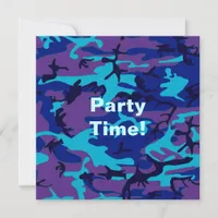 Dark Blue and Purple Camouflage Invitation