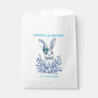  Blue Floral Rabbit 1st Birthday for Kids Favor Bag