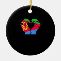 Hands Heart With Eritrean Flag Ceramic Ornament