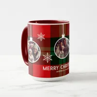 Red Green Plaid Buffalo Check Photo Christmas  Mug