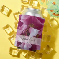 Pink Peony Flower Wedding Favor Can Cooler