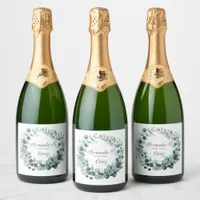 Eucalyptus Botanical Leaf Wedding Sparkling Wine Label