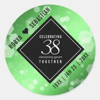 Elegant 38th Emerald Wedding Anniversary Classic Round Sticker