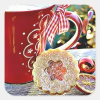 Christmas Cocoa and Sugar Cookie Holiday Square Sticker