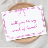 Handwritten Coquette Bow Pink Maid of Honor Invitation